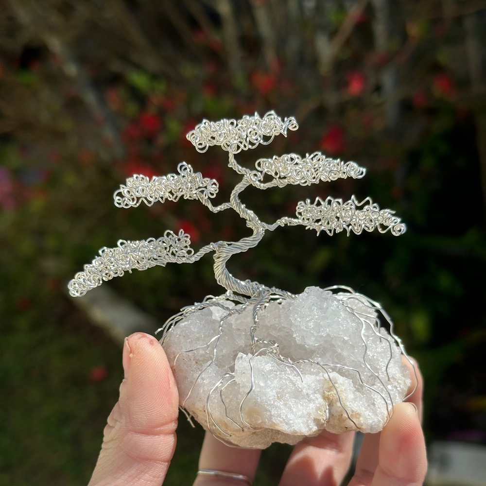 Small quartz geode bonsai tree